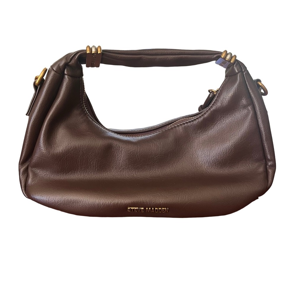 Steve Madden Hobo Bag Women Small Brown Good Crescent Chain Crossbody Slouchy